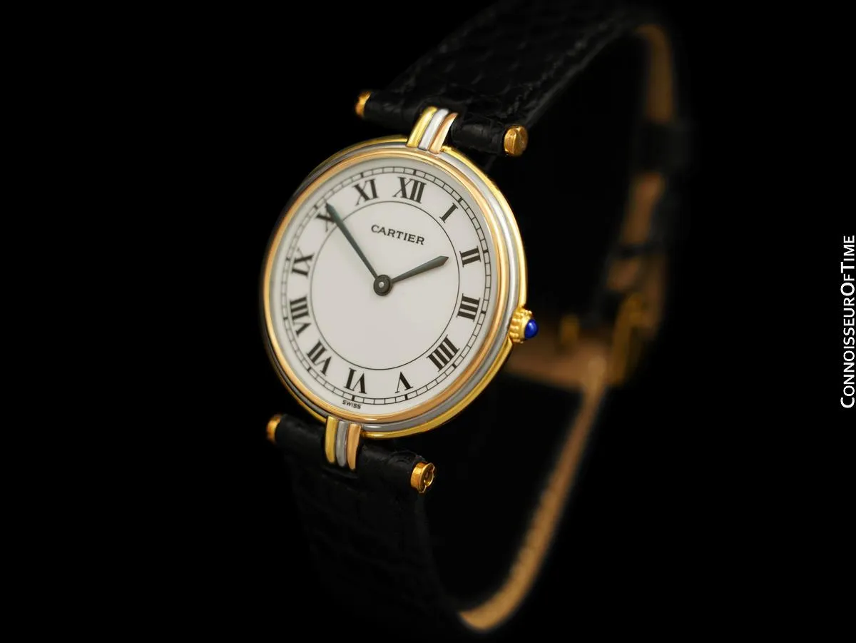 Cartier Vendome Trinity Mens Midsize Solid 18K Gold Watch - Yellow, White & Rose Gold