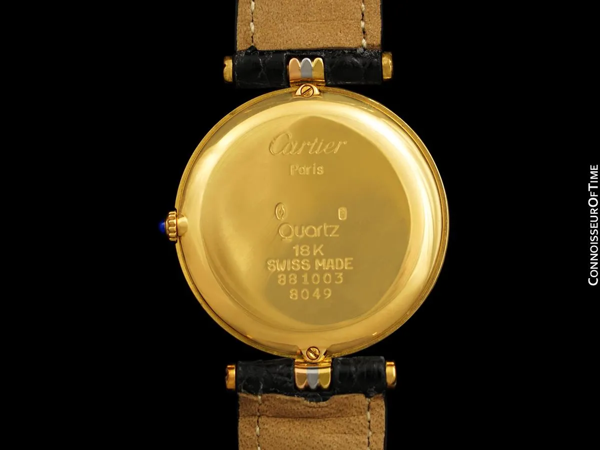 Cartier Vendome Trinity Mens Midsize Solid 18K Gold Watch - Yellow, White & Rose Gold