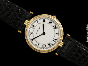 Cartier Vendome Trinity Mens Midsize Solid 18K Gold Watch - Yellow, White & Rose Gold