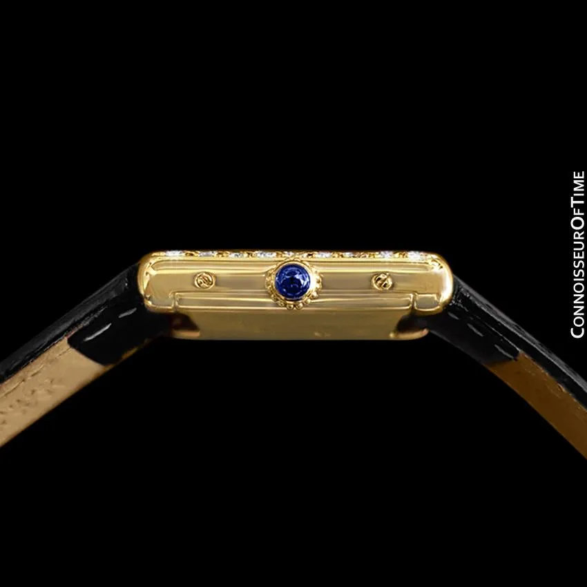 Cartier Vintage Ladies Tank Mechanical Watch - Gold Vermeil, 18K Gold over Sterling Silver & Diamonds