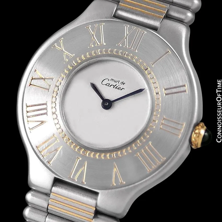 Cartier Must De 21C Mens Midsize Unisex Watch - Stainless Steel & 18K Gold