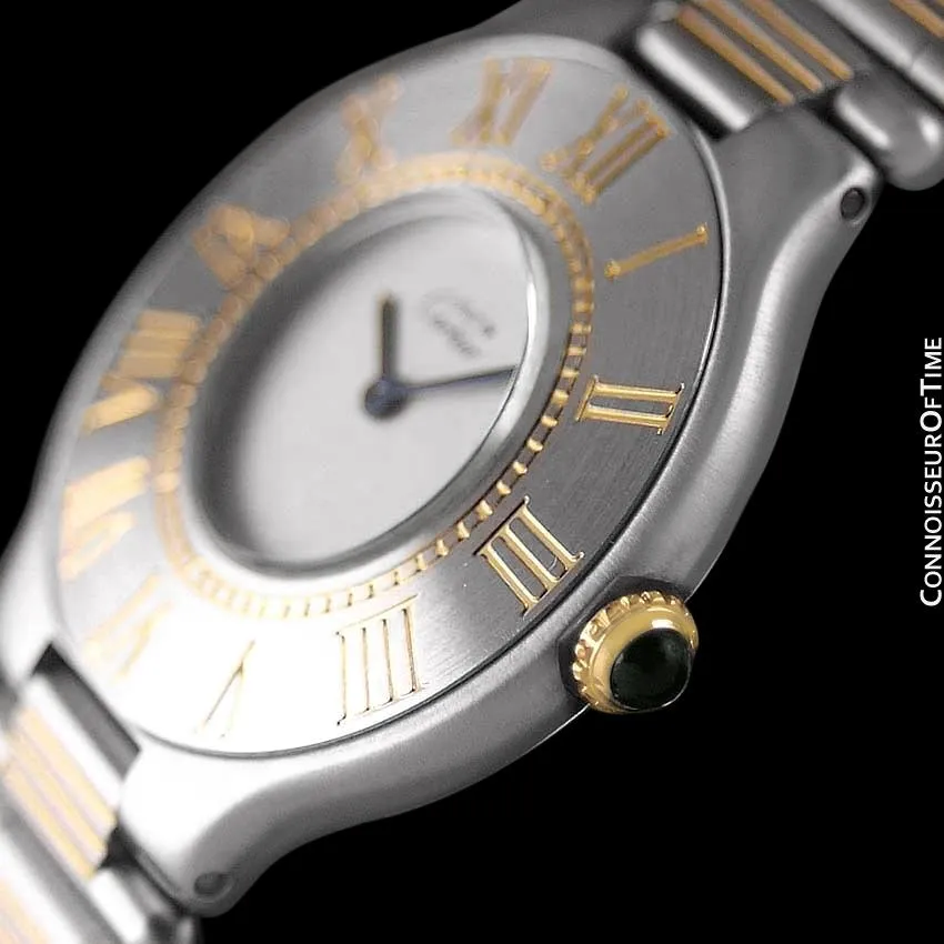 Cartier Must De 21C Mens Midsize Unisex Watch - Stainless Steel & 18K Gold