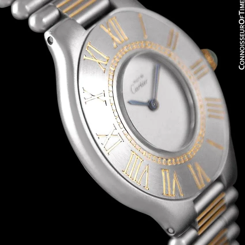 Cartier Must De 21C Mens Midsize Unisex Watch - Stainless Steel & 18K Gold