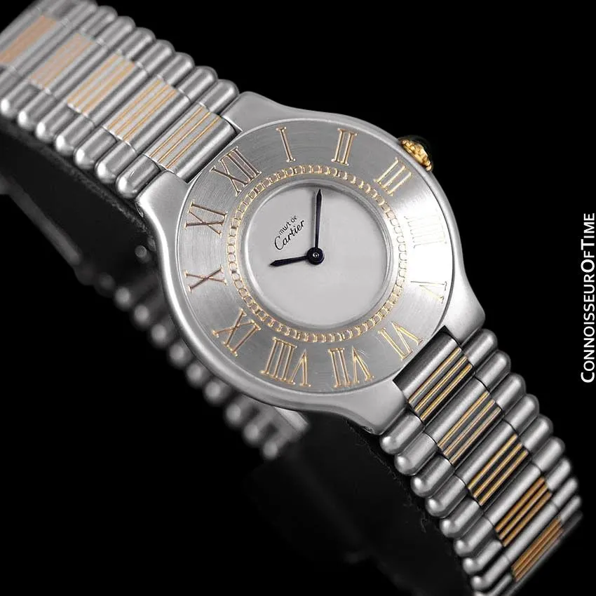 Cartier Must De 21C Mens Midsize Unisex Watch - Stainless Steel & 18K Gold