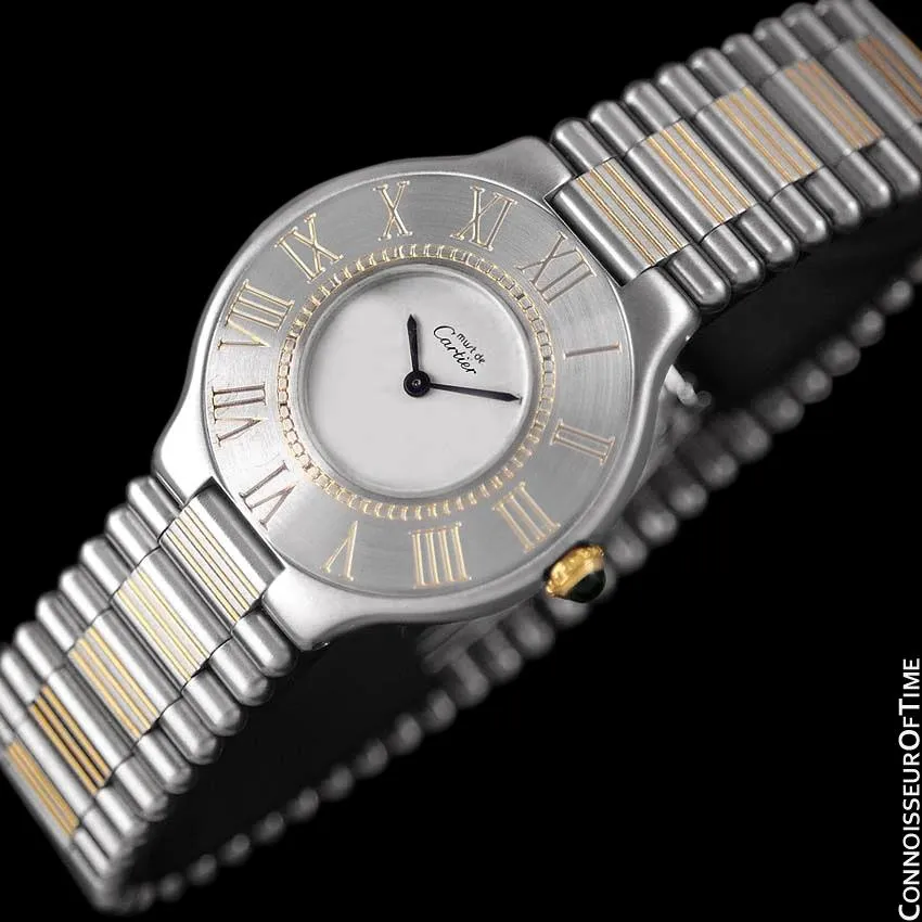 Cartier Must De 21C Mens Midsize Unisex Watch - Stainless Steel & 18K Gold