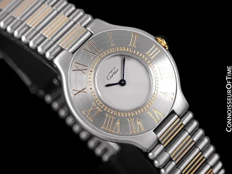 Cartier Must De 21C Mens Midsize Unisex Watch - Stainless Steel & 18K Gold