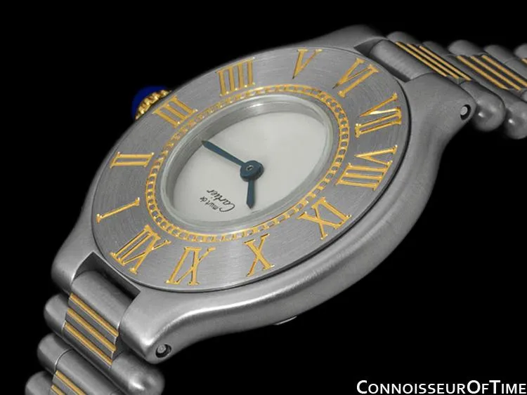 Cartier Must De 21C Mens Midsize Unisex Watch - Stainless Steel and 18K Gold