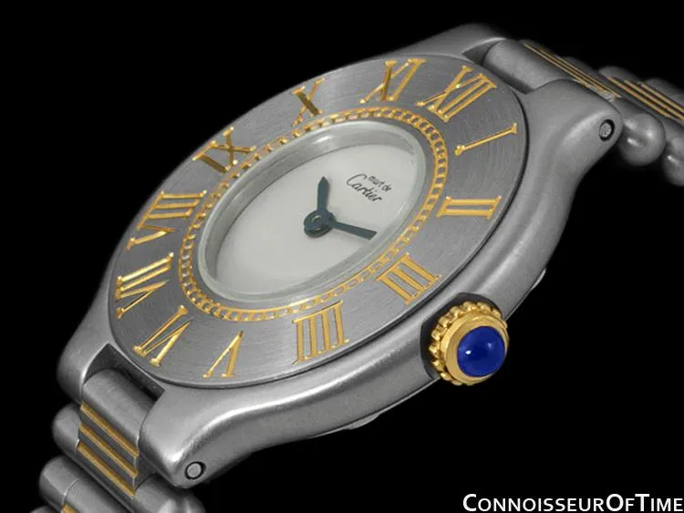 Cartier Must De 21C Mens Midsize Unisex Watch - Stainless Steel and 18K Gold