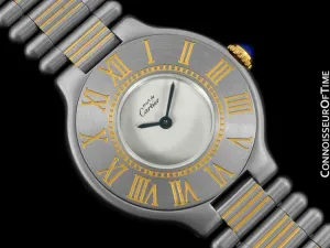 Cartier Must De 21C Mens Midsize Unisex Watch - Stainless Steel and 18K Gold