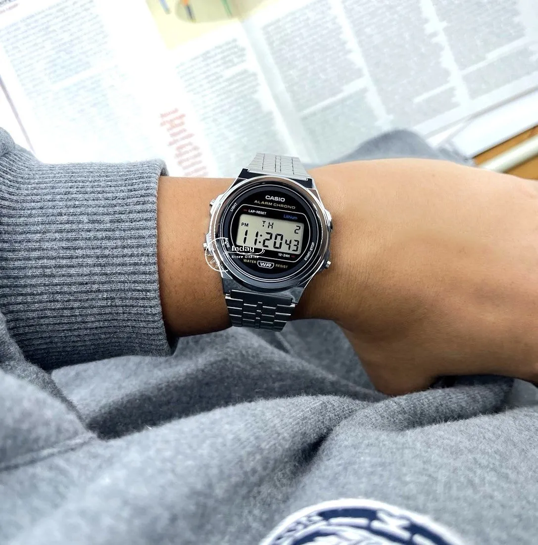 Casio Women's Watch A171WE-1A Resin Glass Stainless Steel Band Adjustable Clasp Battery Life 7-Years