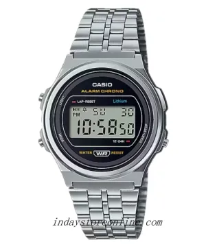 Casio Women's Watch A171WE-1A Resin Glass Stainless Steel Band Adjustable Clasp Battery Life 7-Years