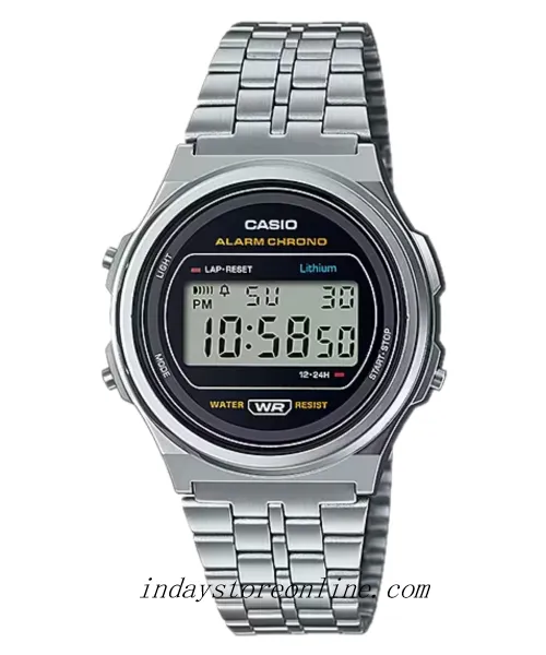 Casio Women's Watch A171WE-1A Resin Glass Stainless Steel Band Adjustable Clasp Battery Life 7-Years