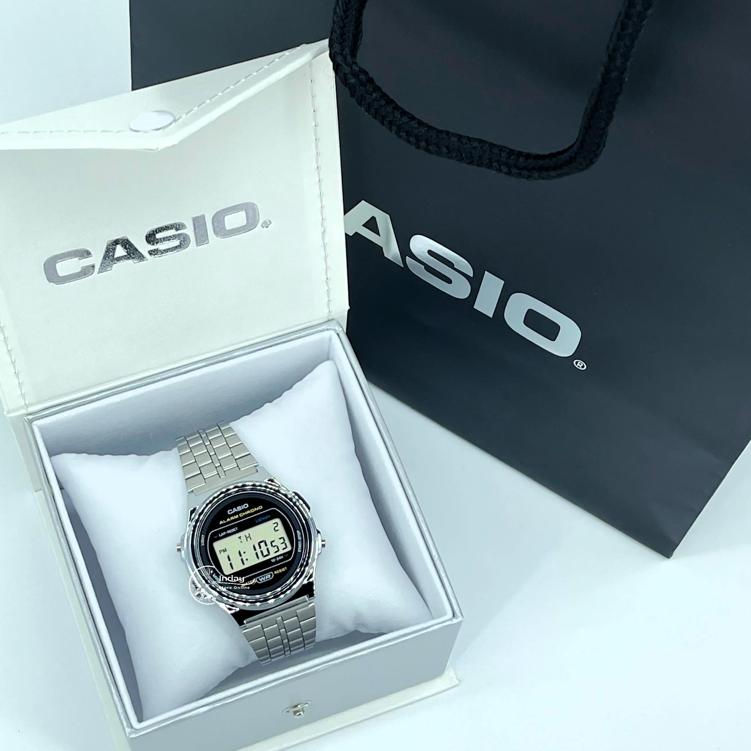 Casio Women's Watch A171WE-1A Resin Glass Stainless Steel Band Adjustable Clasp Battery Life 7-Years