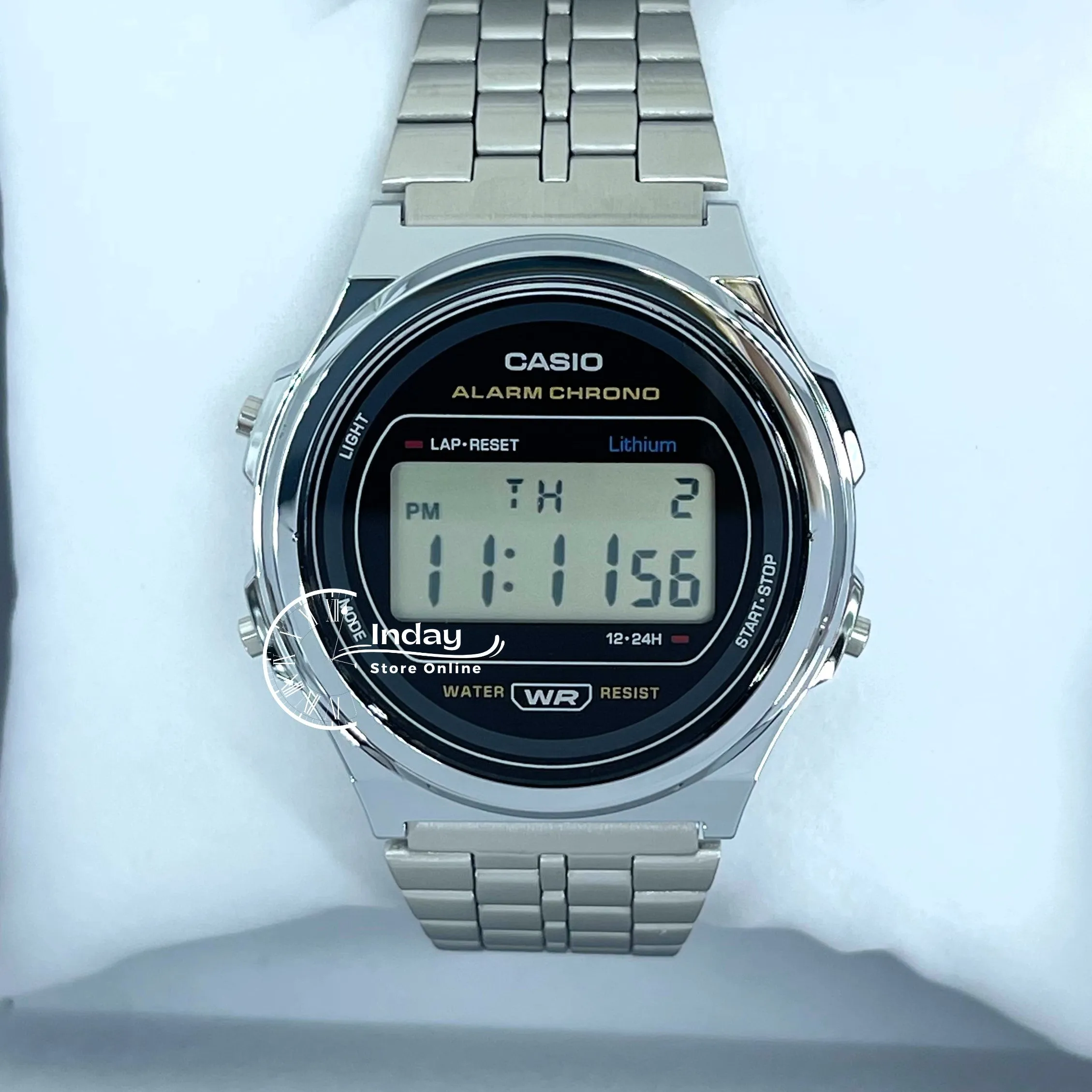 Casio Women's Watch A171WE-1A Resin Glass Stainless Steel Band Adjustable Clasp Battery Life 7-Years