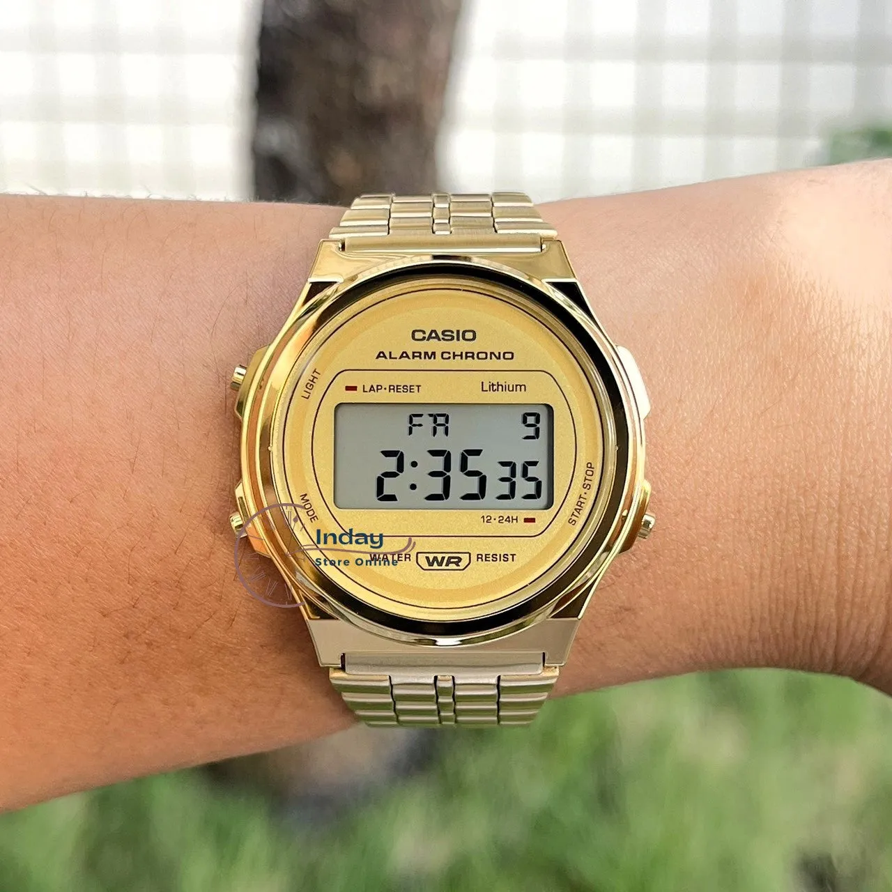 Casio Women's Watch A171WEG-9A Resin Glass Stainless Steel Band Adjustable Clasp Battery Life 7-Years