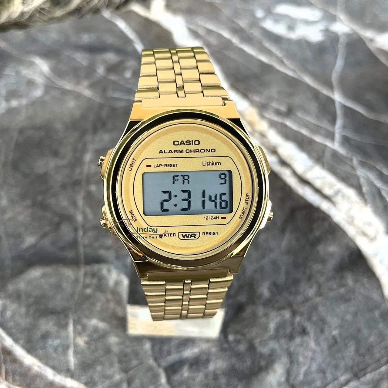Casio Women's Watch A171WEG-9A Resin Glass Stainless Steel Band Adjustable Clasp Battery Life 7-Years