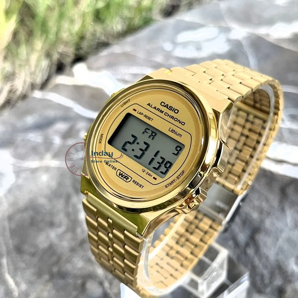 Casio Women's Watch A171WEG-9A Resin Glass Stainless Steel Band Adjustable Clasp Battery Life 7-Years