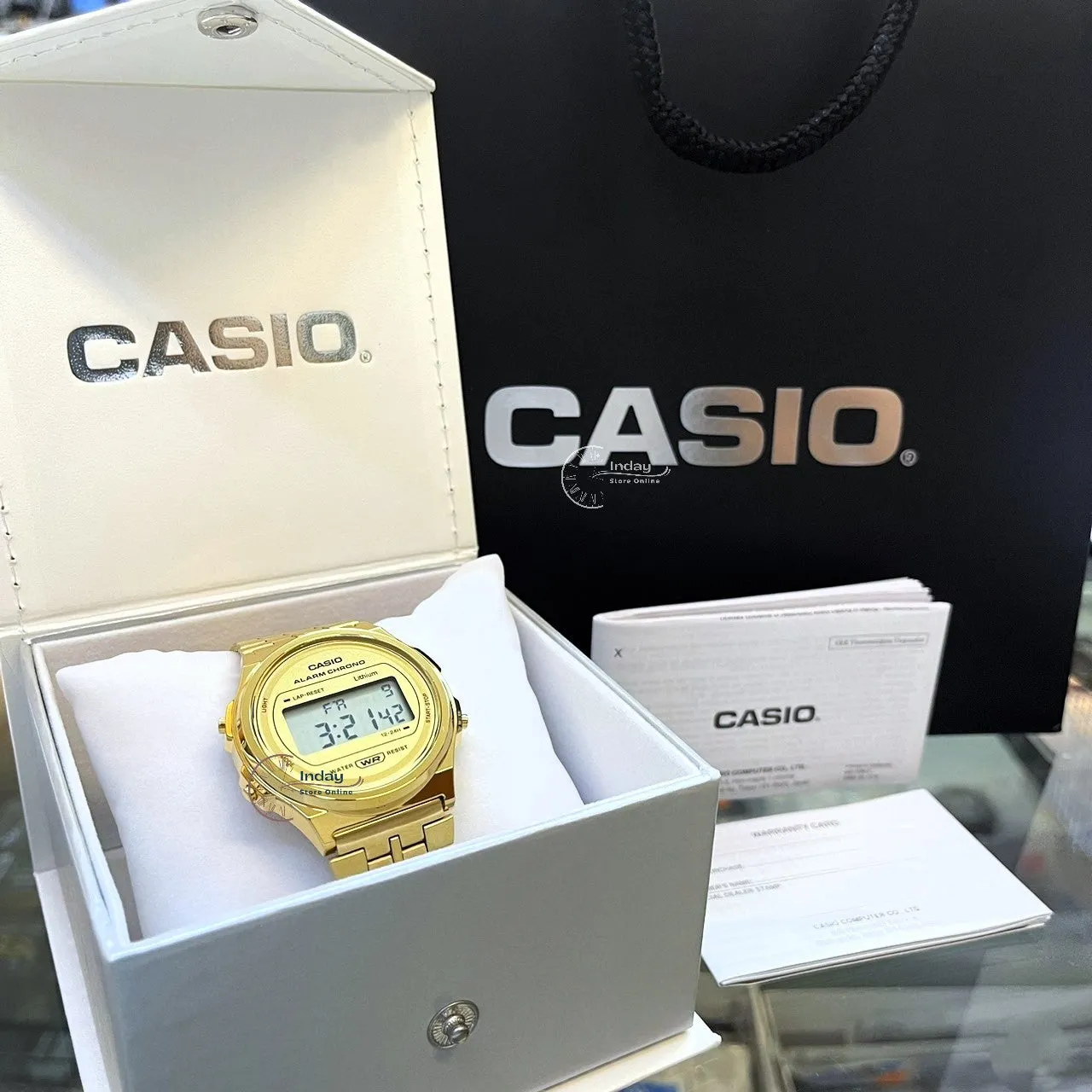 Casio Women's Watch A171WEG-9A Resin Glass Stainless Steel Band Adjustable Clasp Battery Life 7-Years