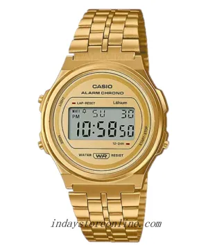 Casio Women's Watch A171WEG-9A Resin Glass Stainless Steel Band Adjustable Clasp Battery Life 7-Years