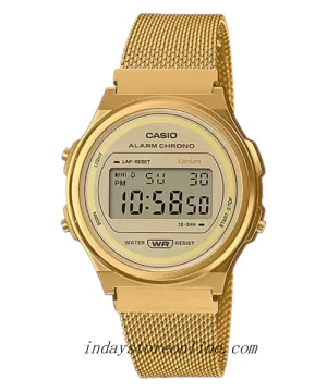 Casio Women's Watch A171WEMG-9A Stainless Steel Mesh Band Adjustable Clasp Battery Life: 7 years