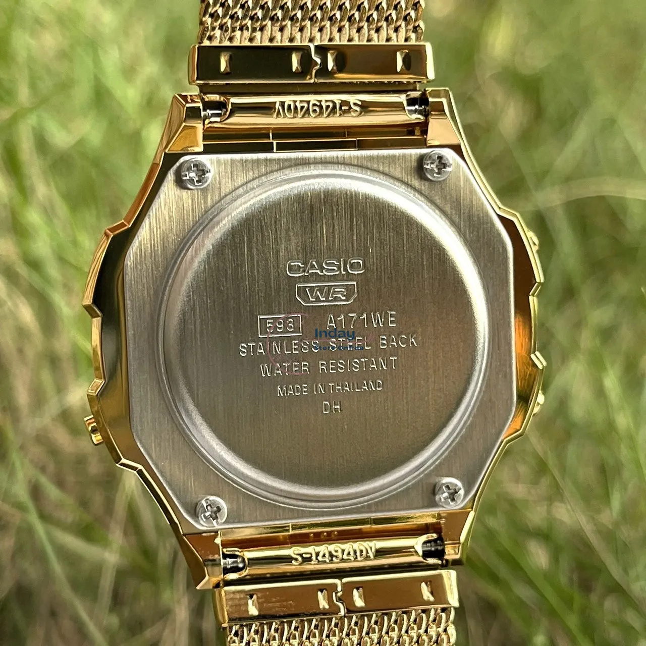 Casio Women's Watch A171WEMG-9A Stainless Steel Mesh Band Adjustable Clasp Battery Life: 7 years