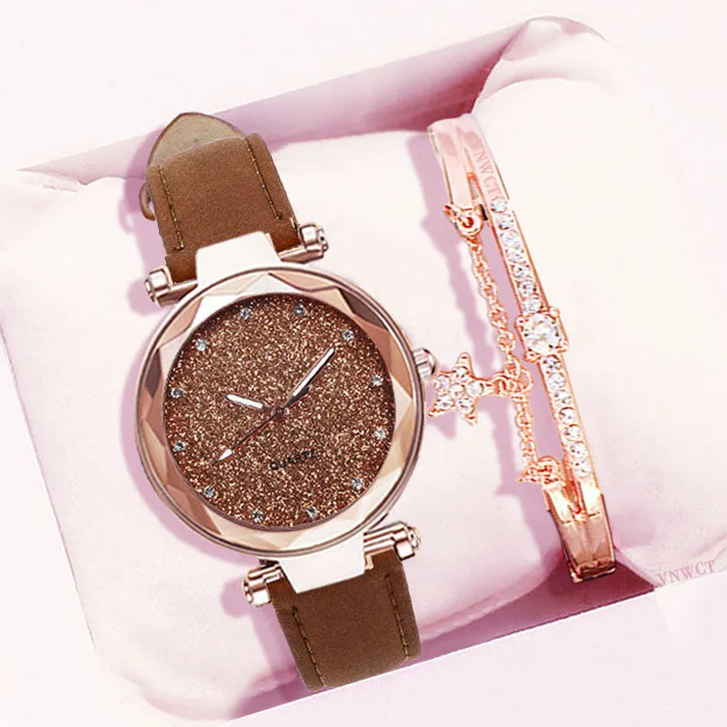 Casual Romantic Starry Sky Wrist Watch Bracelet Set