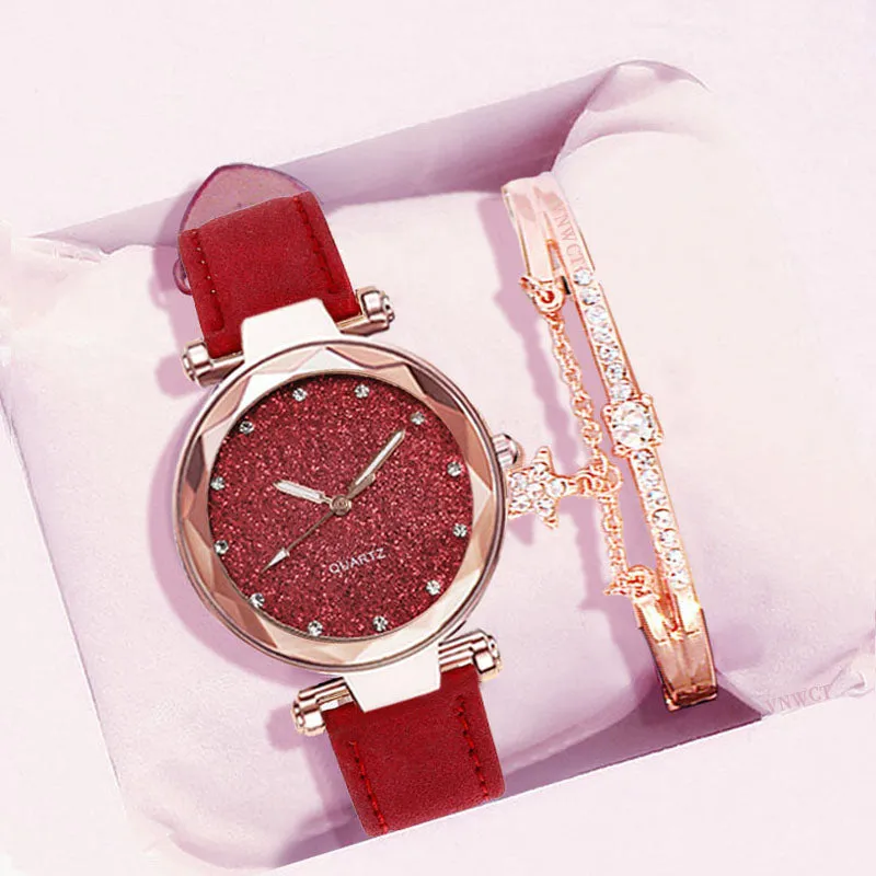Casual Romantic Starry Sky Wrist Watch Bracelet Set