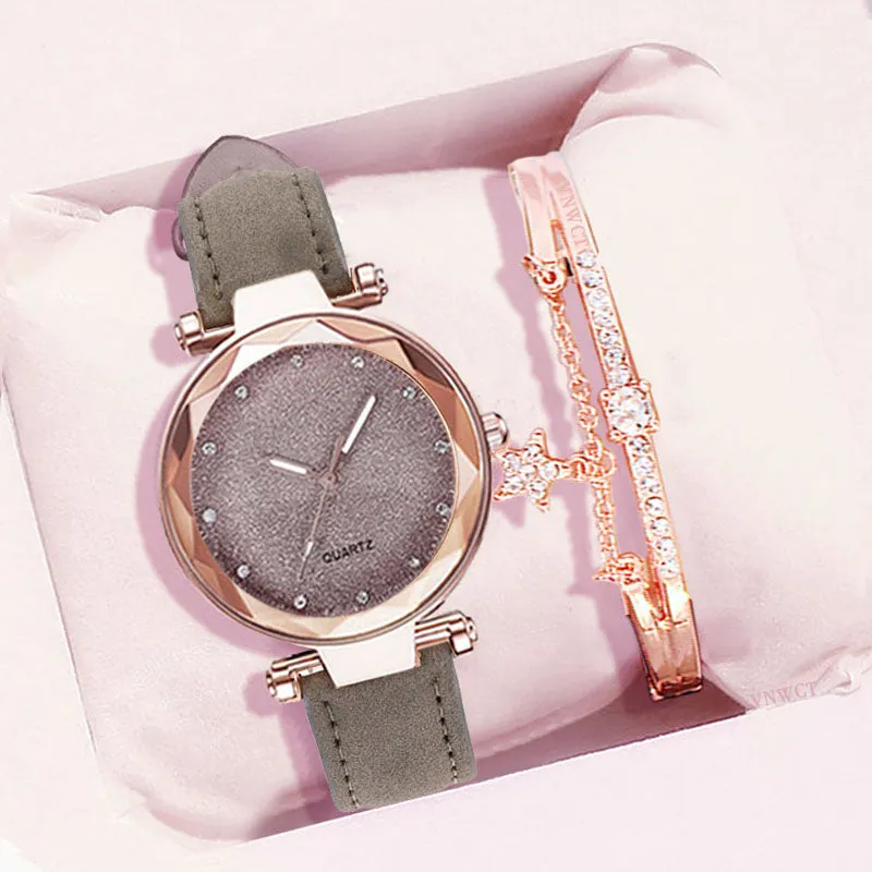Casual Romantic Starry Sky Wrist Watch Bracelet Set