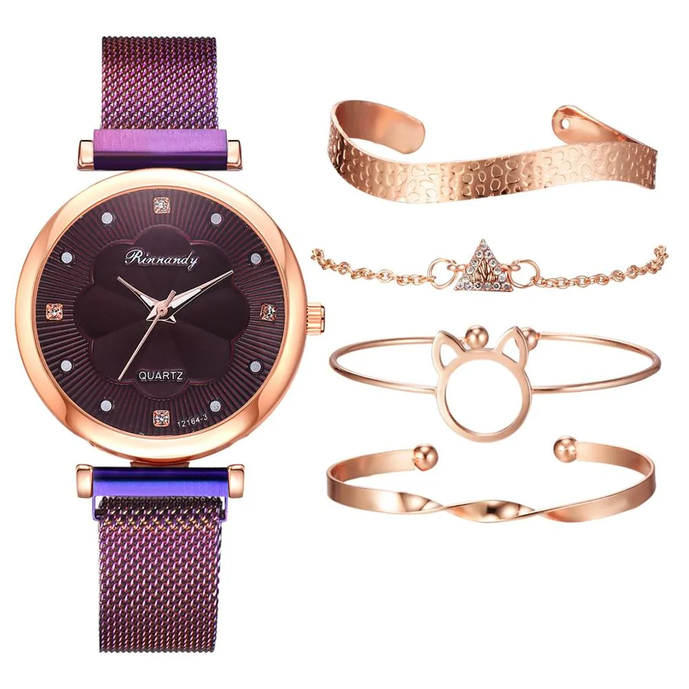 Casual Romantic Starry Sky Wrist Watch Bracelet Set