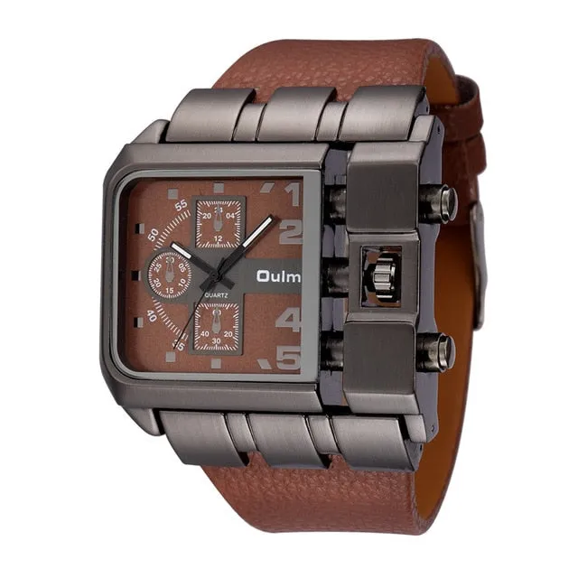 Casual Wristwatch Square Dial Wide Strap Men's Quartz Watch