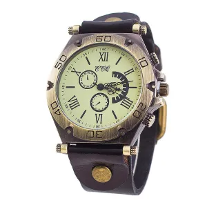 CCQ Vintage Wristwatch with Leather Band - 8 Colors
