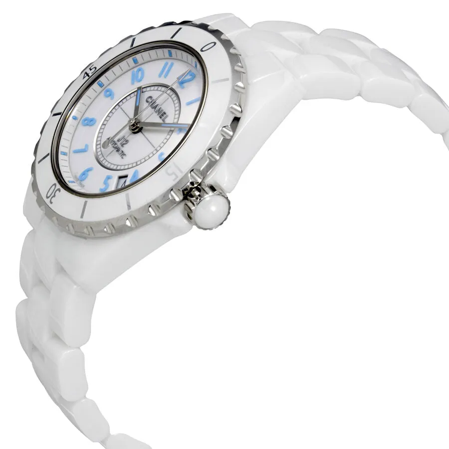 Chanel J12 Blue Light White Dial Ceramic Automatic Unisex Watch H3827