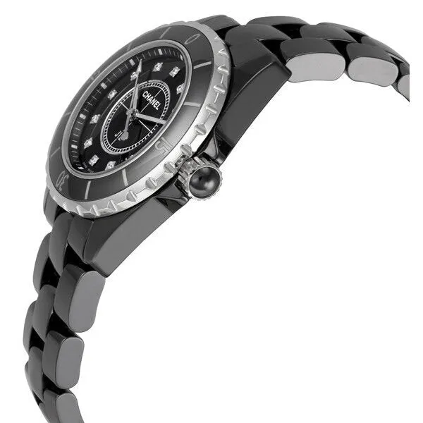Chanel J12 Diamonds Black Ceramic Ladies Watch H1625