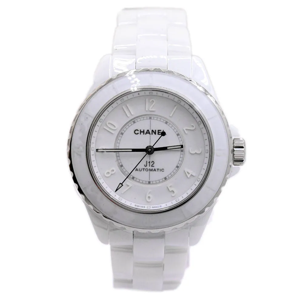 Chanel J12 White Ceramic 38mm White Dial Watch Ref# H6186