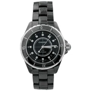 Chanel Ladies J12 Black Ceramic 38mm Black Diamond Dot Dial Watch Reference #: H5702