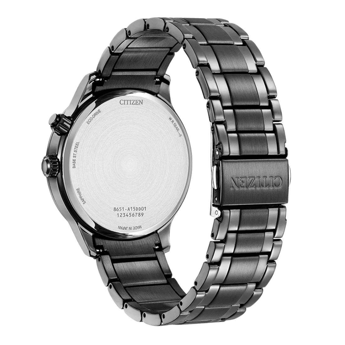 Citizen AP1055-87L Eco-Drive Blue Dial Moon Phase Black Band Watch