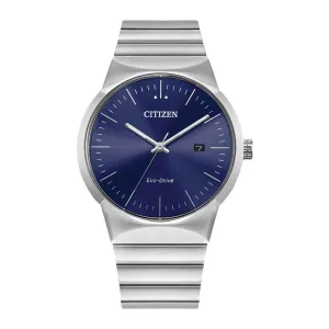 Citizen Axion Mens Stainless Steel Blue Dial Watch