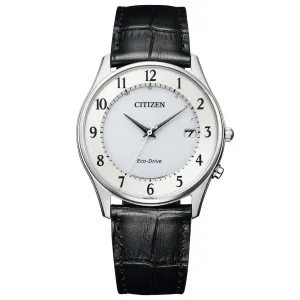 Citizen Collection AS1060-11A AS1060 AS1060-11 Eco-Drive White Dial Leather Watch