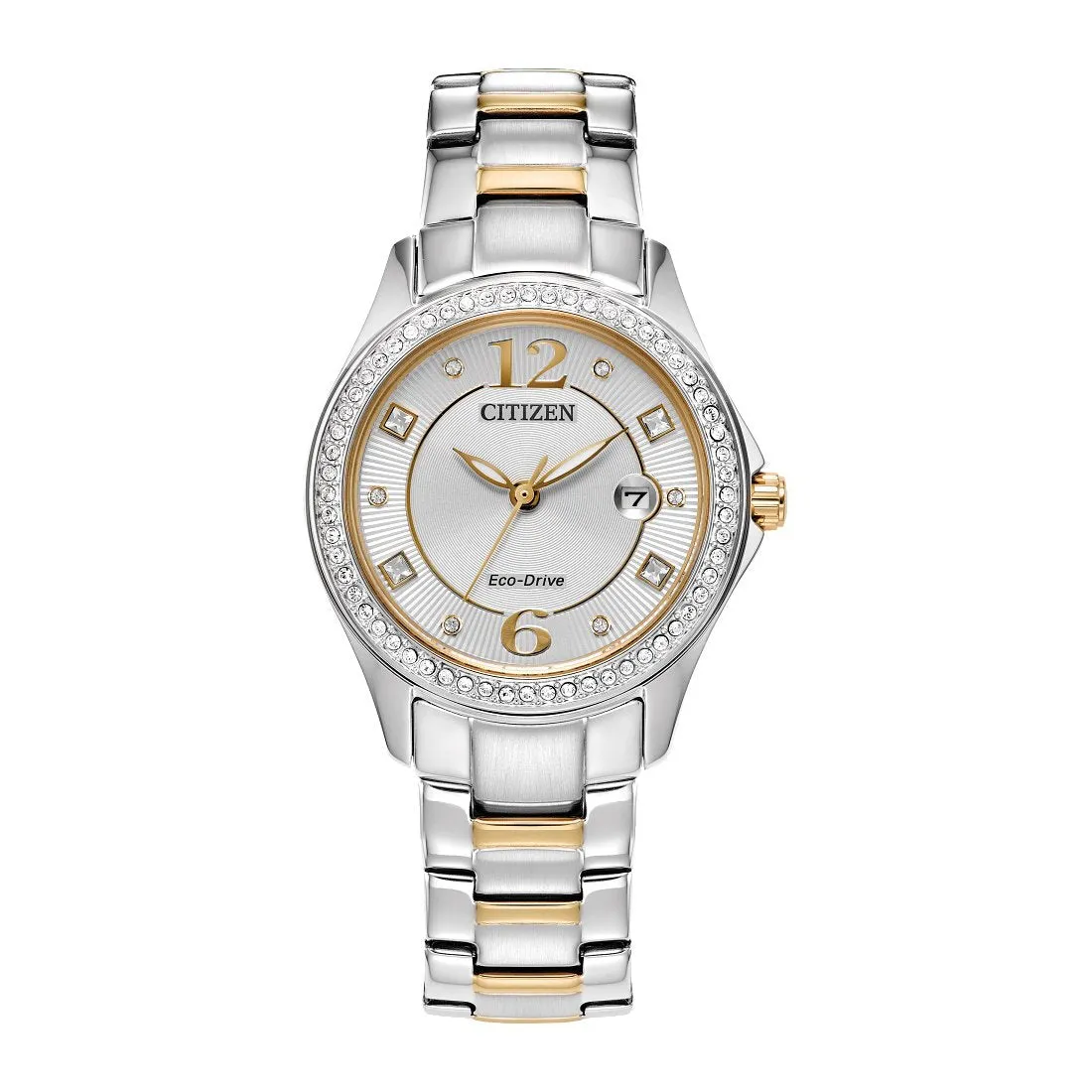 Citizen Crystal Ladies Eco Drive Two Tone Watch