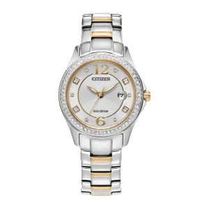 Citizen Crystal Ladies Eco Drive Two Tone Watch