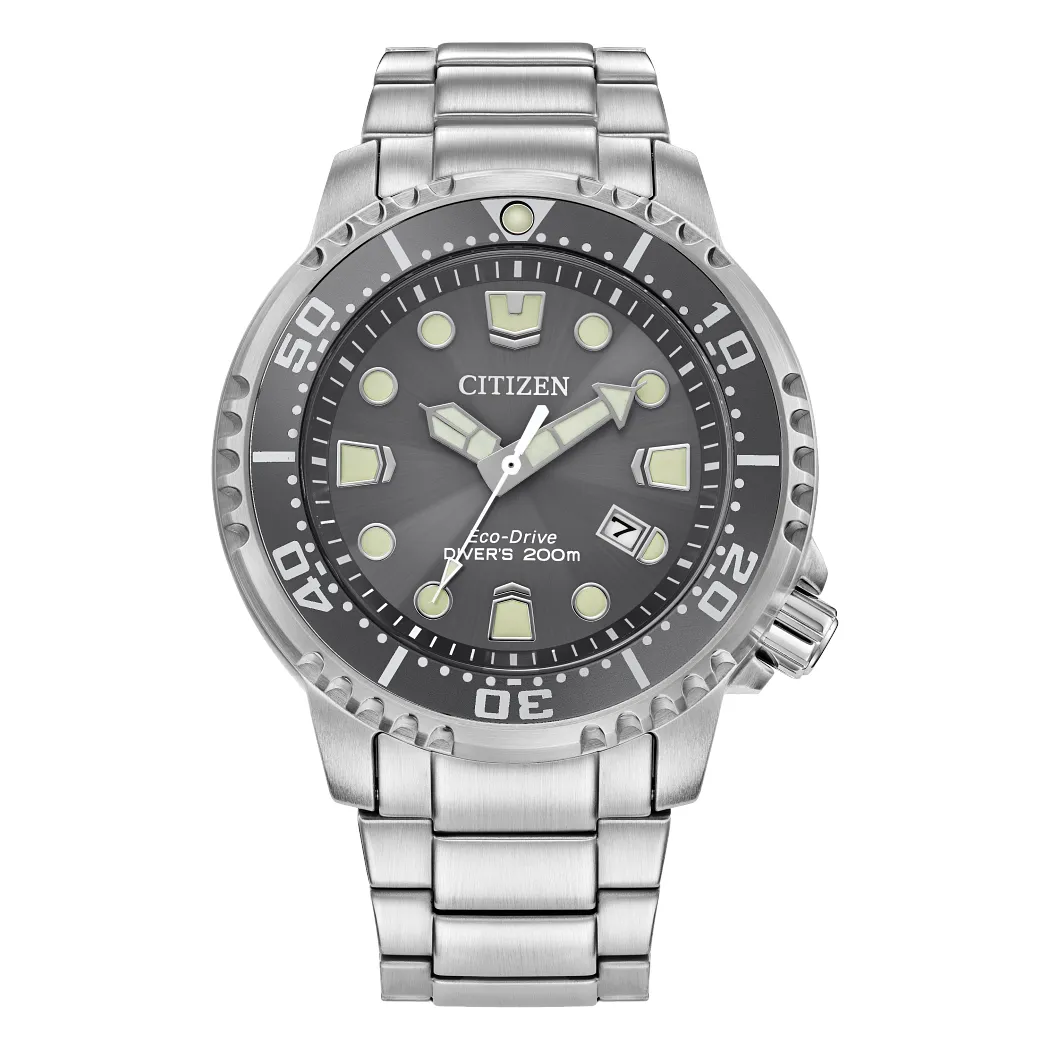 Citizen Promaster Dive Mens Eco Drive Stainless Steel Gray Dial Watch