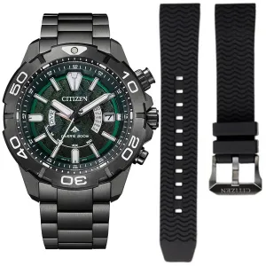 Citizen Promaster Marine Light in Black 2022 Green Edition AS7146-58W Titanium Watch with Extra Strap