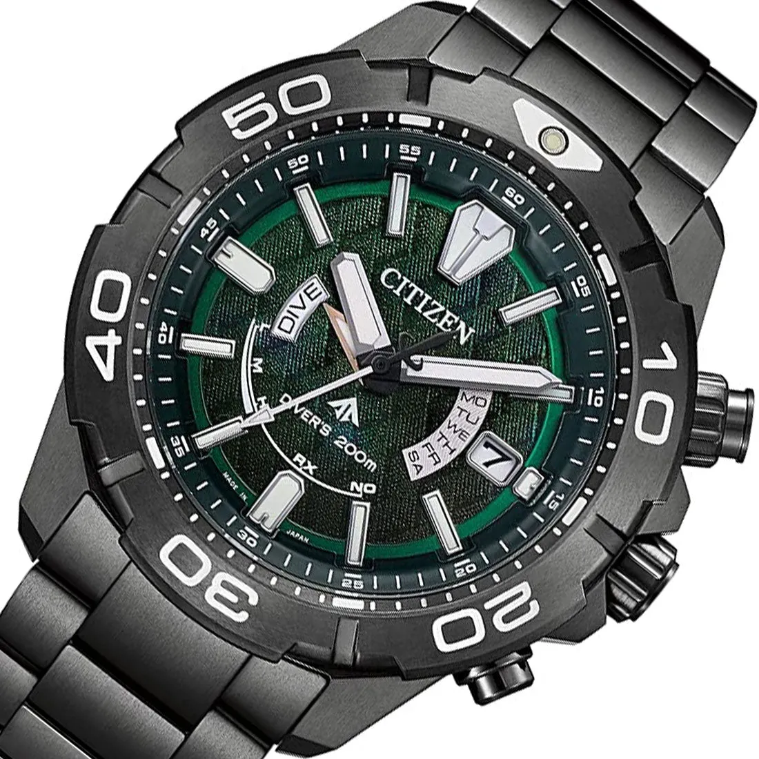 Citizen Promaster Marine Light in Black 2022 Green Edition AS7146-58W Titanium Watch with Extra Strap