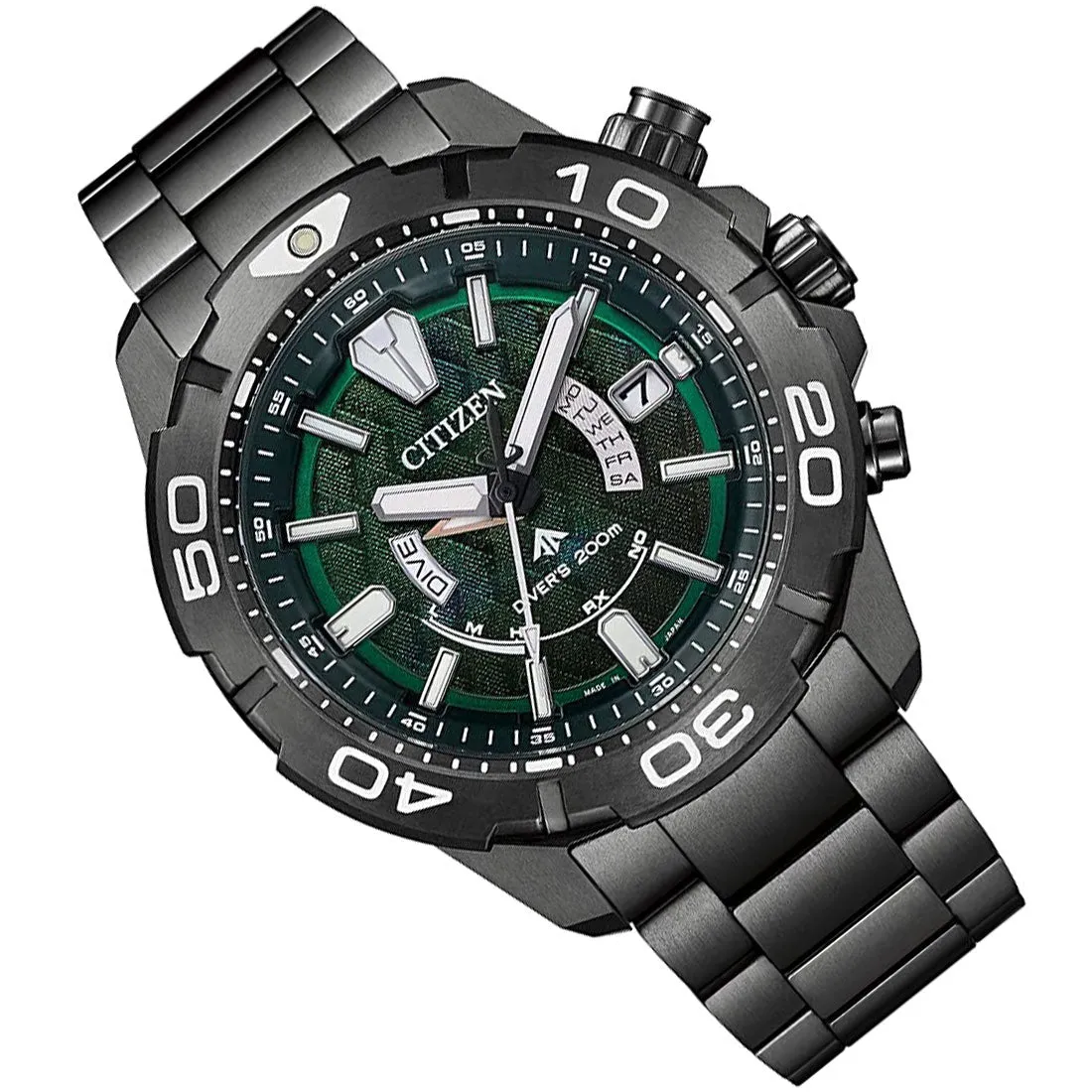 Citizen Promaster Marine Light in Black 2022 Green Edition AS7146-58W Titanium Watch with Extra Strap