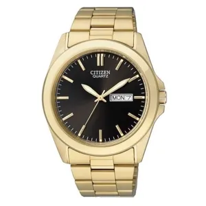 Citizen Quartz Mens Gold Tone Black Dial Watch