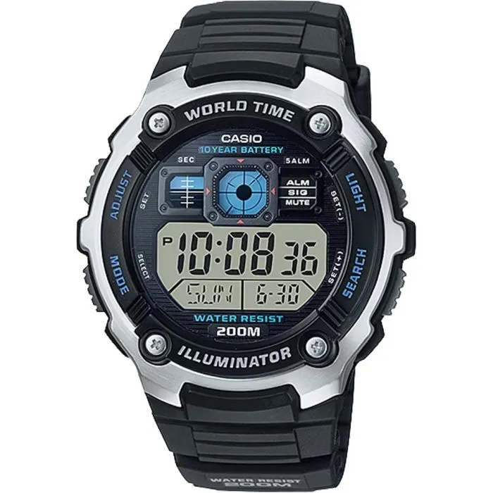 Classic World Time Digital Watch w/ 200 Meter Water-Resistance | CSO-AE2000W-1AV