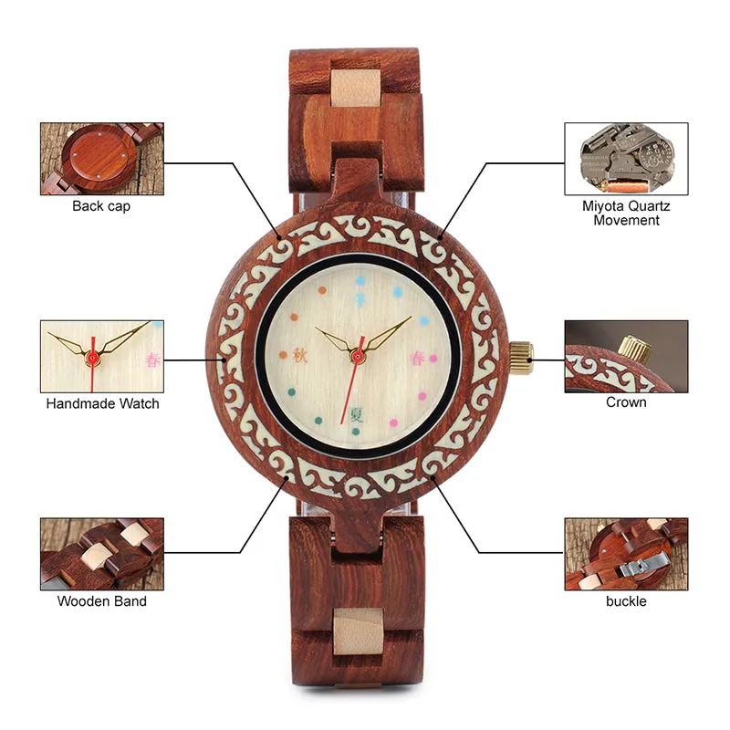 Colorful Wooden Watches for Women   Wood Gift Box