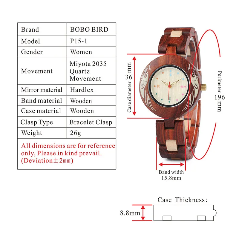 Colorful Wooden Watches for Women   Wood Gift Box