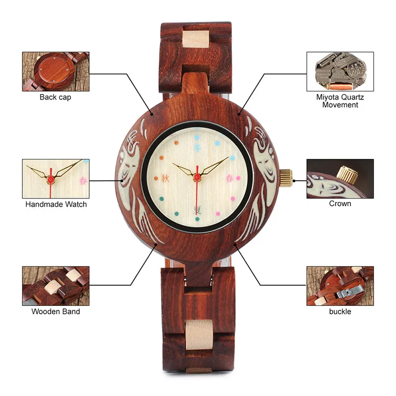 Colorful Wooden Watches for Women   Wood Gift Box