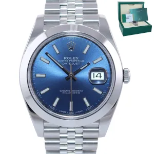 Copy of 2018 MINT PAPERS Rolex DateJust 41 Steel 126300 Blue Dial Jubilee 41mm Watch Box